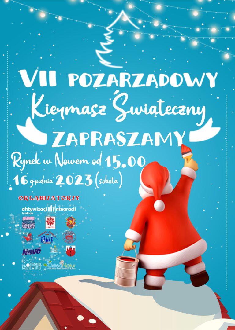 Już jutro zapraszamy na VII Pozarządowy Kiermasz Świąteczny od godziny 15.00 Rynek w Nowem nad Wisłą.