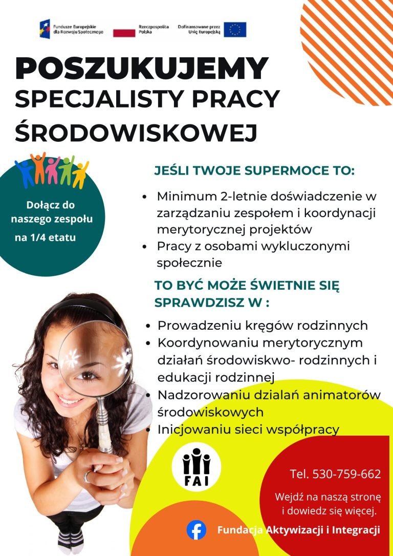 &nbsp;Poszukujemy pracowników do projektu “Wygrane rodziny w Gminie Dragacz”
